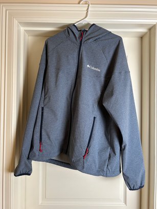 Columbia Heather Gray Polyester Front Zip Rain Jacket - Size XL