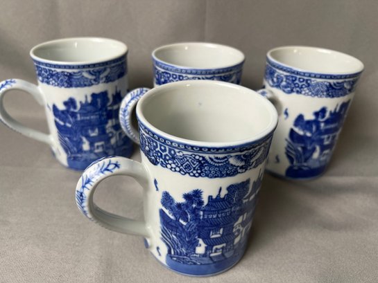 Blue And White Asian Scene Coffee Mugs.