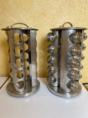 2 Brushed Stainless Spice Racks.