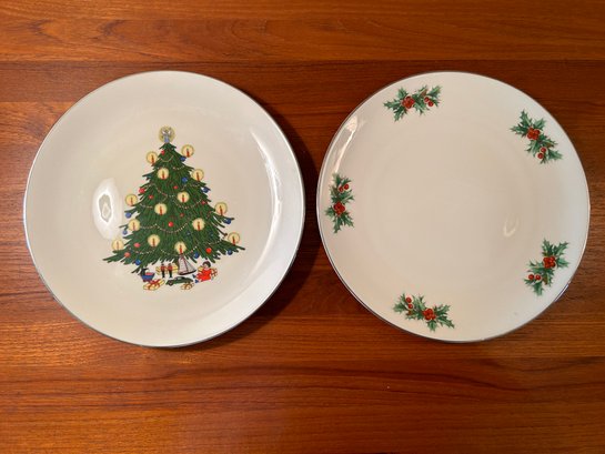 2 Vintage Triomphe Holiday China Plates - USA