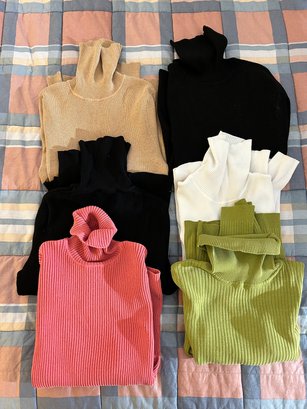 Mixed Color Lot Of 7 Knitted Turtle Necks - Size 1