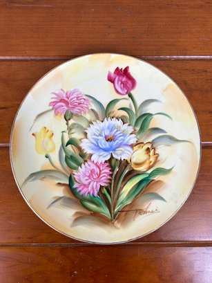 Porcelain Floral Decorative Plate - Takasi - Enesco Japan