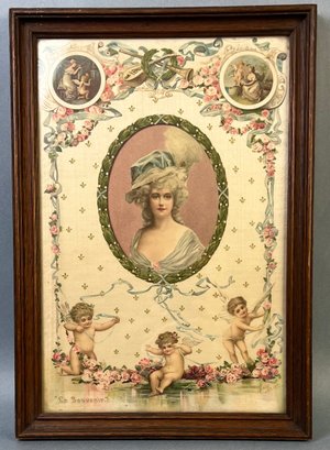 Antique Framed Print With Angels.