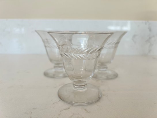 Set Of 3 Small Etched Glasses