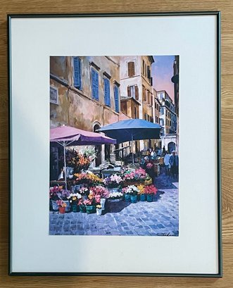 Framed Print Market Flower Stand