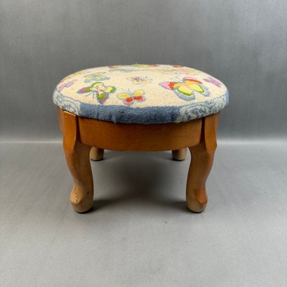 Footstool With Needlepoint Covering