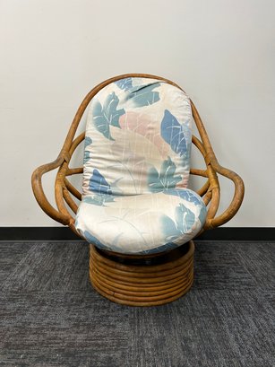 Vintage Bamboo Nest Papasan Rattan Chair With Cushion