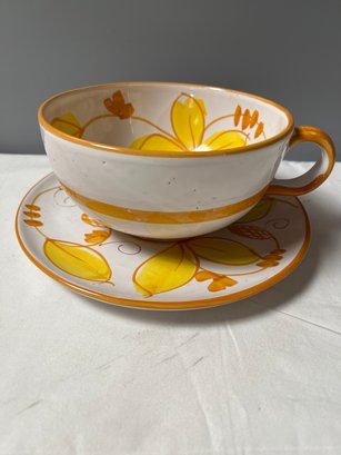 Large Soup Bowl With Saucer Made In Italy.