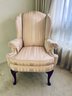 Pink Sateen Upholstered Wing Back Chair Woth Ottoman