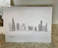 Lot Of 2 Prints: Chicago Skyline Beach Rock Towers, Signed M. Soucy