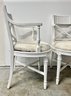 Two Vintage Chairs Painted White And Fur Seats
