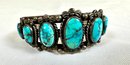 Vintage Silver And Turquoise Navajo Cuff Bracelet
