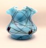 Fenton Art Glass Turquoise Hanging Heart Vase