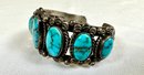 Vintage Silver And Turquoise Navajo Cuff Bracelet