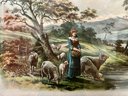 P. Vayson Print Of Women And Sheep