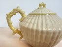 Belleek Limpet Shell Teapot And Cream And Sugar