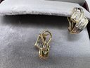 Diamond Tested Locking Back Pierced Earrings No Gold Stamp Seen