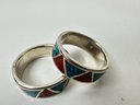 Two Native Style Sterling Rings 7.5 Great For Stacking