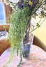 Tall Glass Vase W/faux Plants And Flower Stems