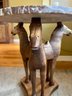 Marble Top Side Table ~ 3 Carved Horses As Base
