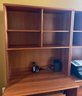2 Piece Cherry Finished Office Desk, Shelving And 2 Drawer Filing Cabinet