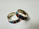 Two Native Style Sterling Rings 7.5 Great For Stacking