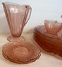 13 Pieces Of Pink Depression Glass