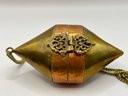 Lot Of 2 Brass Items:  Bell & Storage Box Necklace