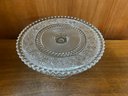 Vintage Clear Pressed Glass Cake Stand