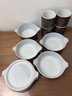 Set Of 12 Pyrex Terra Dishes. 4 Small Casseroles, 4 Cups, 4 Covers.