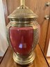 Vintage Red And Brass Lamp
