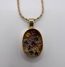 14K Gold Necklace With Pendant Tested With Sapphires And Other Stones
