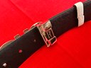 Ferragamo White And Black Reversible Leather Belt 36