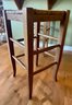 Set Of 2 Wood Backless Barstools With Rush Seats