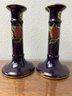 Pair Of Royal Pottery Company Le Fruit Candlesticks And Serving Bowl.