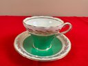 Aynsley Green And Gold Cup And Saucer