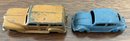 Vintage Dinky Car Trailer With 2 Dinky Cars, 1 Hot Wheels Corvette, 1 Matchbox Mercedes 450 SL.