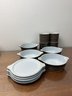 Set Of 12 Pyrex Terra Dishes. 4 Small Casseroles, 4 Cups, 4 Covers.