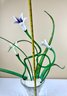 Blown Glass Flowers With Signed Crystal Vase