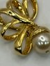Gold Tone Pin With Faux Pearl