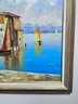 Vibrant Oil Painting Of A Coastal Scene. Framed 33x27.
