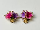 Vintage Made In Austria Floral Clip Earrings