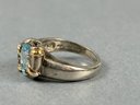 14k And Sterling Ring With Blue Stone