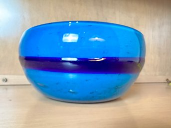 Hand Blown Blue Glass Bowl