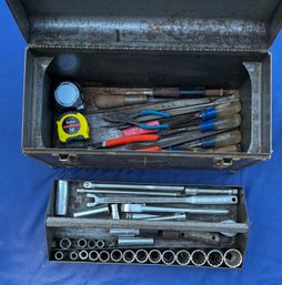 Vintage Craftsman Toolbox With Miscellaneous Hand Tools