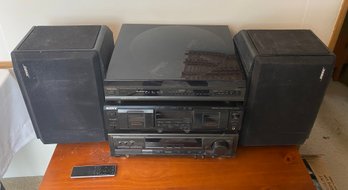 Technics 5 Disc Changer, Sony Dual Cassette Deck, Technics Stereo Receiver, With 2 Bose Speakers 301 Series IV