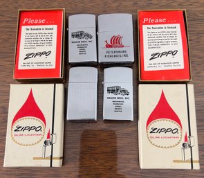4 Zippo Lighters 3 From Alaska 4th No Name Missing Hinge Pin.