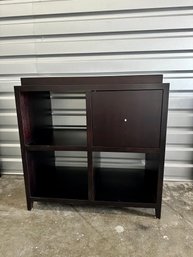 Dark Wood Side Table With 4 Cubbies #2