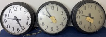 3 Vintage 14 Inch Standard Clocks