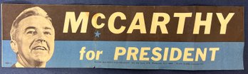 Eugene McCarthy Bumper Sticker Running Against Lyndon Johnson.